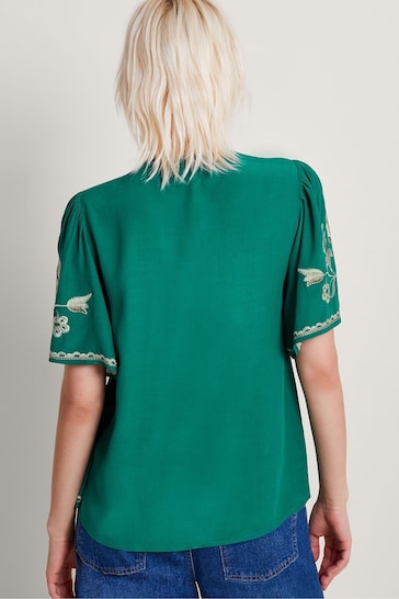 Monsoon Green Adina Embroidered Blouse
