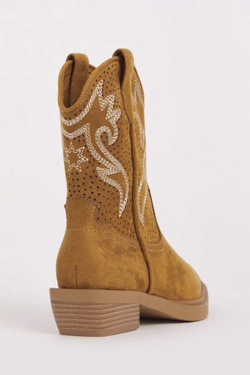 Simply Be Laser Cut Western Ankle Boots in Wide/Extra Wide Fit