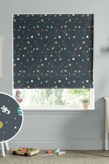 Sophie Allport Teal Blue Space Made to Measure Roman Blinds
