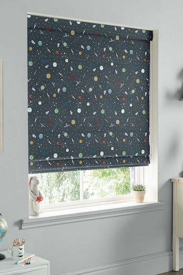 Sophie Allport Teal Blue Space Made to Measure Roman Blinds