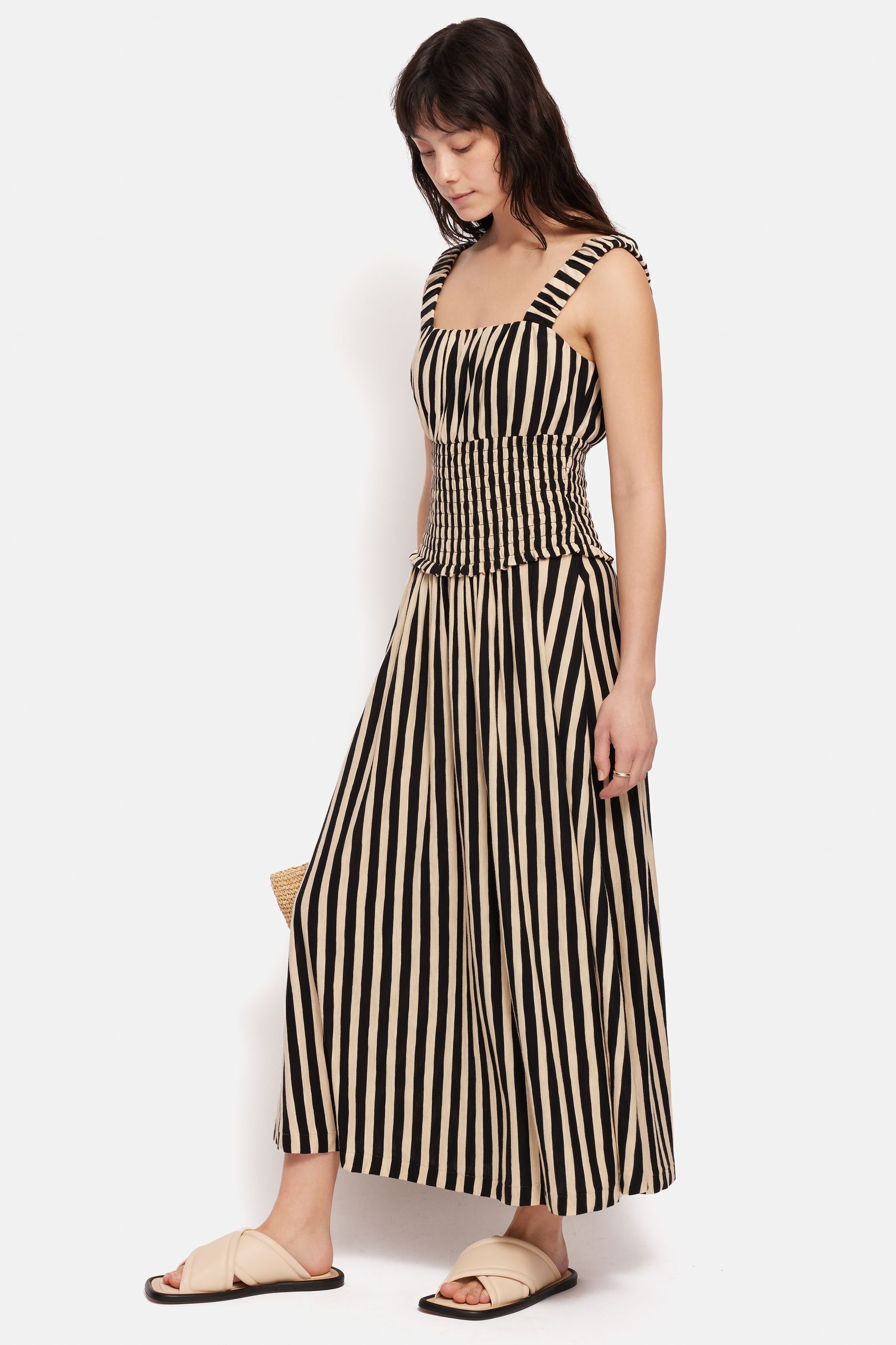 Jigsaw Black 100 Cotton Stripe Jersey Dress