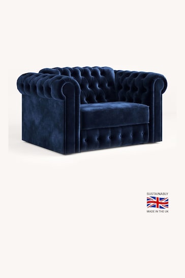Jay-Be Luxe Velvet Royal Blue Chesterfield Snuggle Sofa Bed