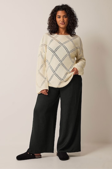 Curve Wide Leg Air Flow White Ground Trousers