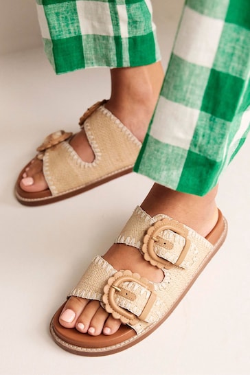 Boden Natural Double Buckle Sliders
