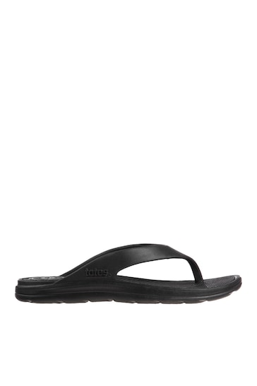 Totes Black Ladies Solbounce Toe Post Flip Flops Sandals