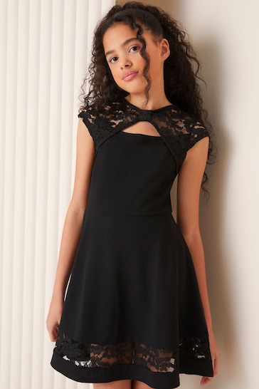 Lipsy Black Lace Yoke Dress (5-16yrs)