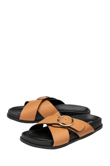 Dunlop Brown Open-Toe Mule Sandals