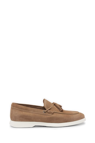 BOSS Natural Suede Slip-On Loafers With Tassel Trim