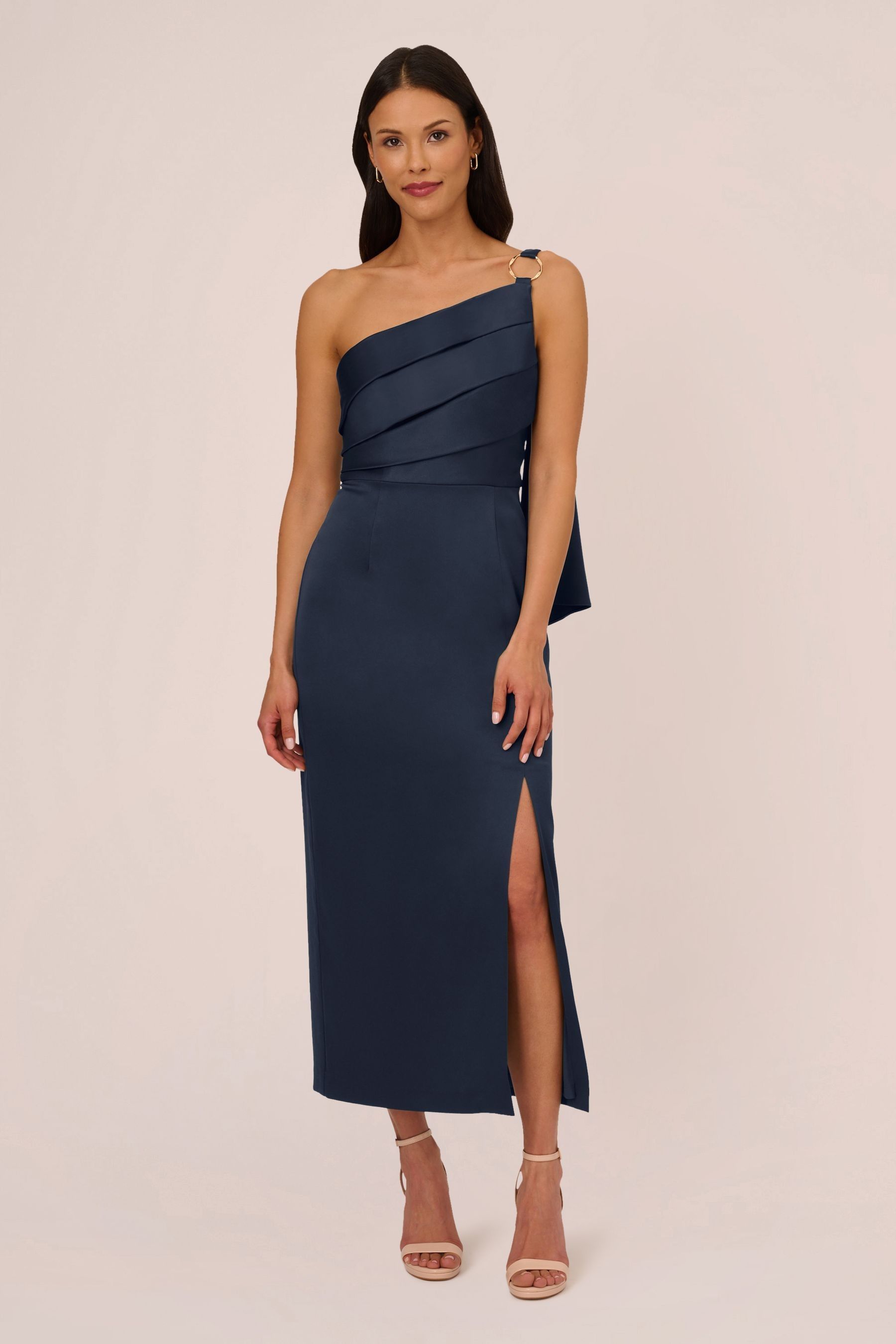 Buy Adrianna Papell Blue Satin Crepe Dress from the Next UK online