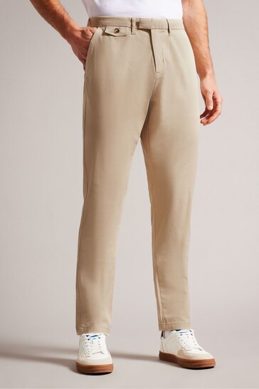 Ted Baker Cream Slim Fit Haydae Textured Chino Trousers