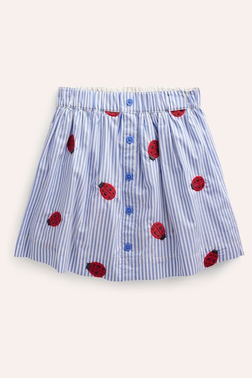 Boden Red Ladybird Button Through Twirly Skirt