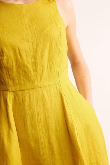 Boden Yellow Carla Linen Midi Dress