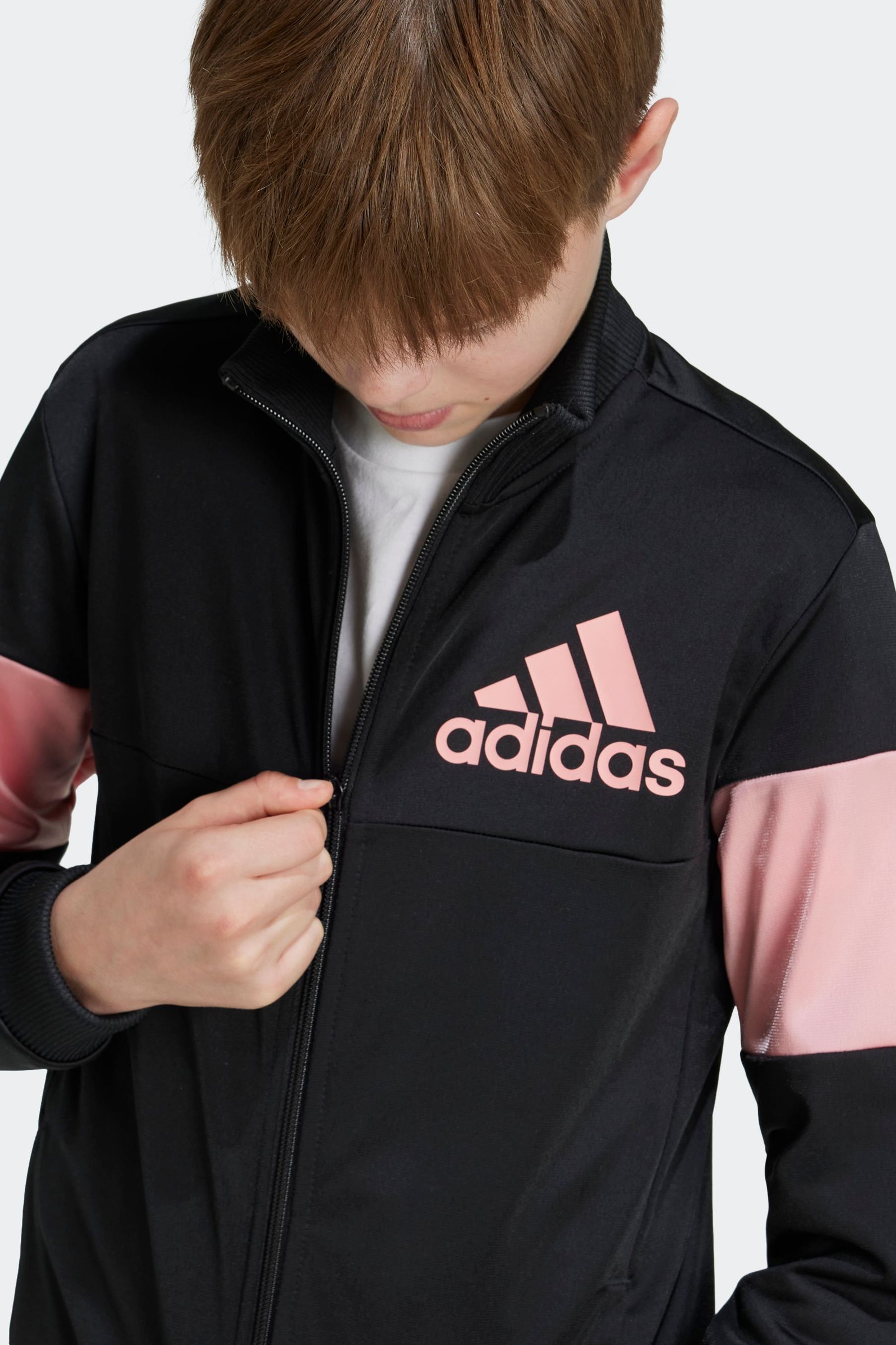 Adidas black pink tracksuit on sale
