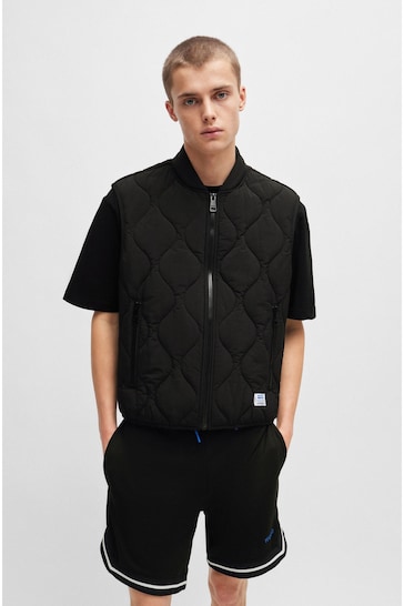 HUGO Water Repellent Diamond Quilted Logo Patch Gilet