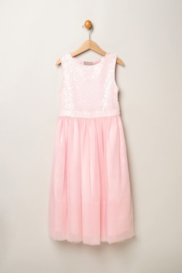 Miss Pink Sequin Bow Tulle Skirt Dress
