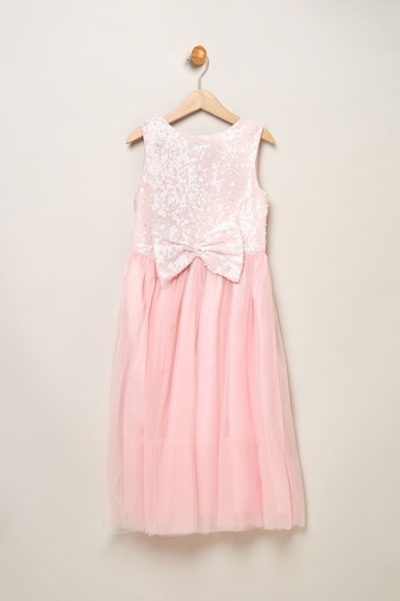 Miss Pink Sequin Bow Tulle Skirt Dress