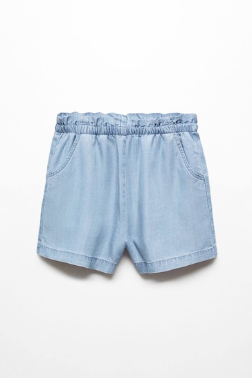 Mango Blue Elastic Waist Shorts