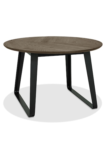 Bentley Designs Weathered Oak Peppercorn Emerson 4 Seater Circular Dining Table