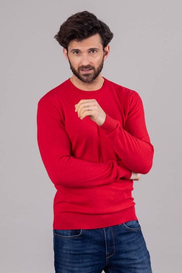 Lakeland Leather Red Clothing Wilson Cotton Crew Neck Jumper