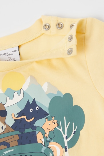 Polarn O. Pyret Yellow Organic Cotton Floral Print T-Shirt