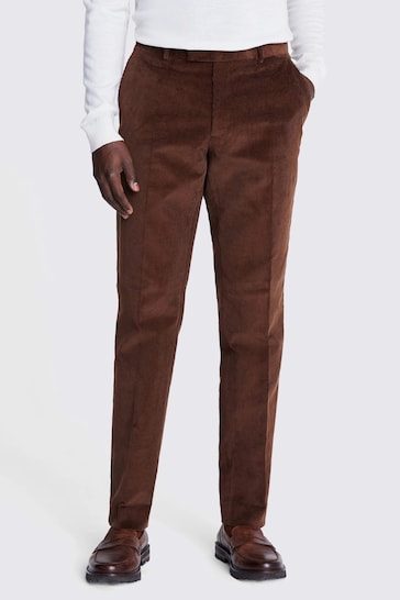 MOSS Slim Fit Orange Copper Corduroy Trousers