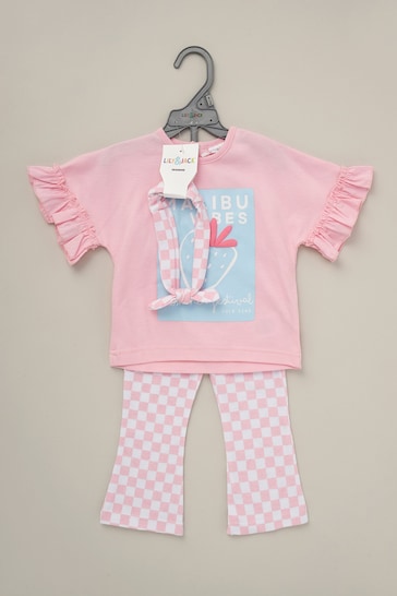 Lily & Jack Pink Top Flared Leggings And Headband Outfit Set 3 Piece
