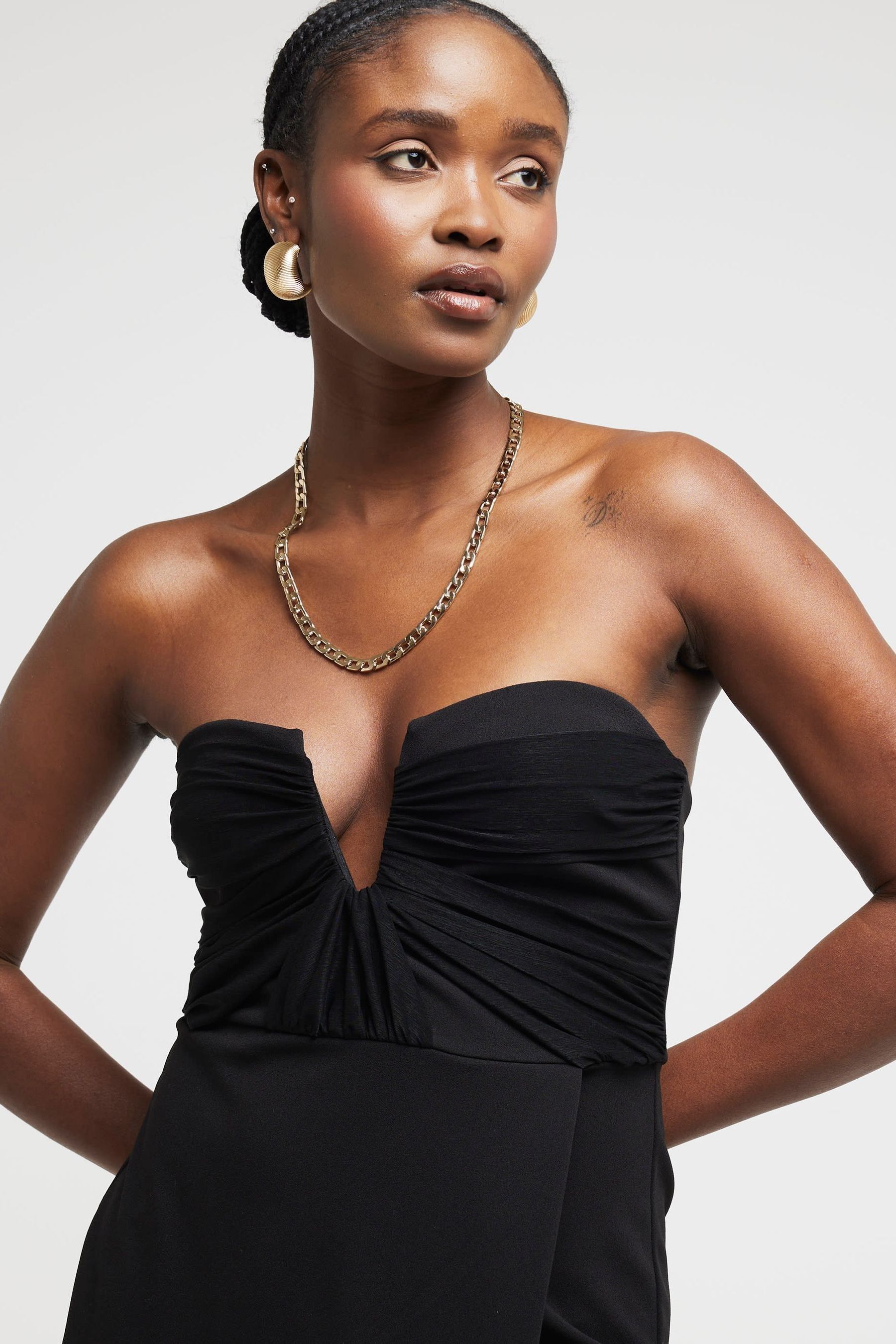 Plunge midi dress top