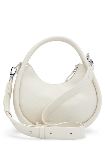 HUGO Faux-Leather Crossbody White Bag With Logo Lettering