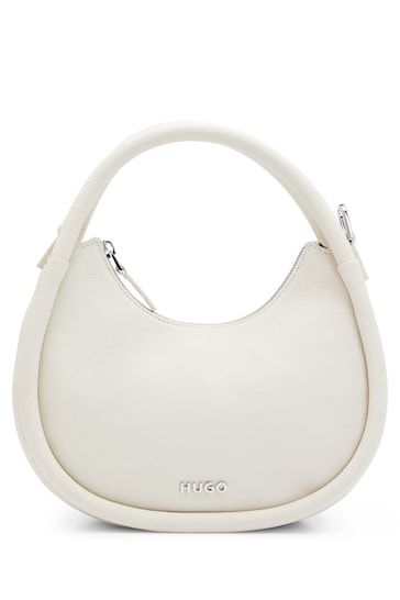 HUGO Faux-Leather Crossbody White Bag With Logo Lettering