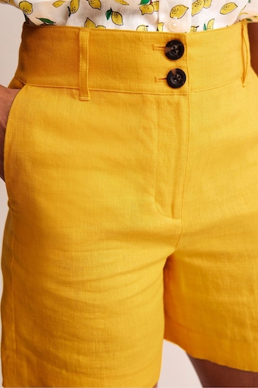 Boden Yellow Petite Westbourne Linen Shorts