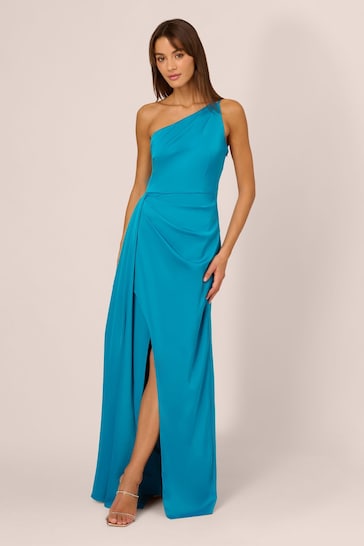 Adrianna Papell Blue Stretch Satin Gown