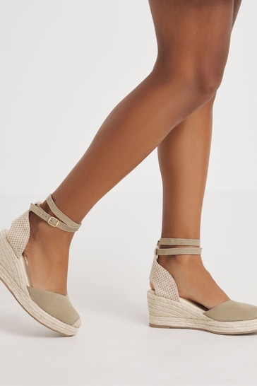 Simply Be Wide Fit Natural Classic Closed Toe Ankle Tie Espadrilles