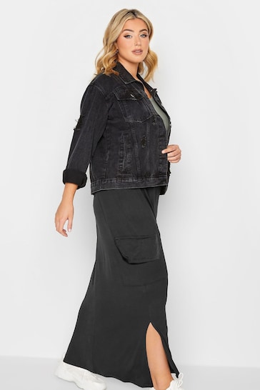 Yours Curve Black Maxi Cargo Skirt