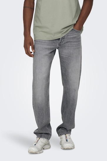 Only & Sons Grey Straight Leg Jeans