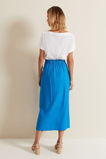 Phase Eight Blue Hayden Linen Wrap Skirt