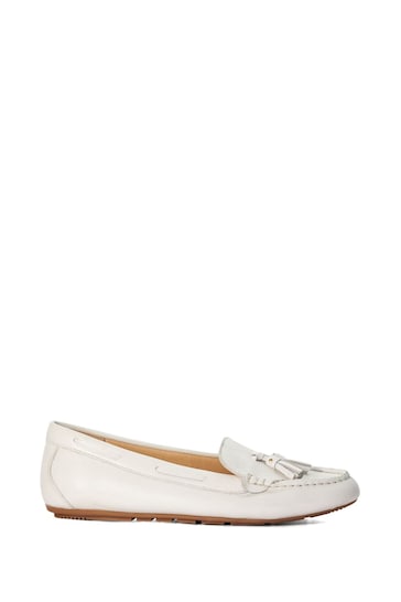Dune London White Tassel Gilliee Driver Shoes