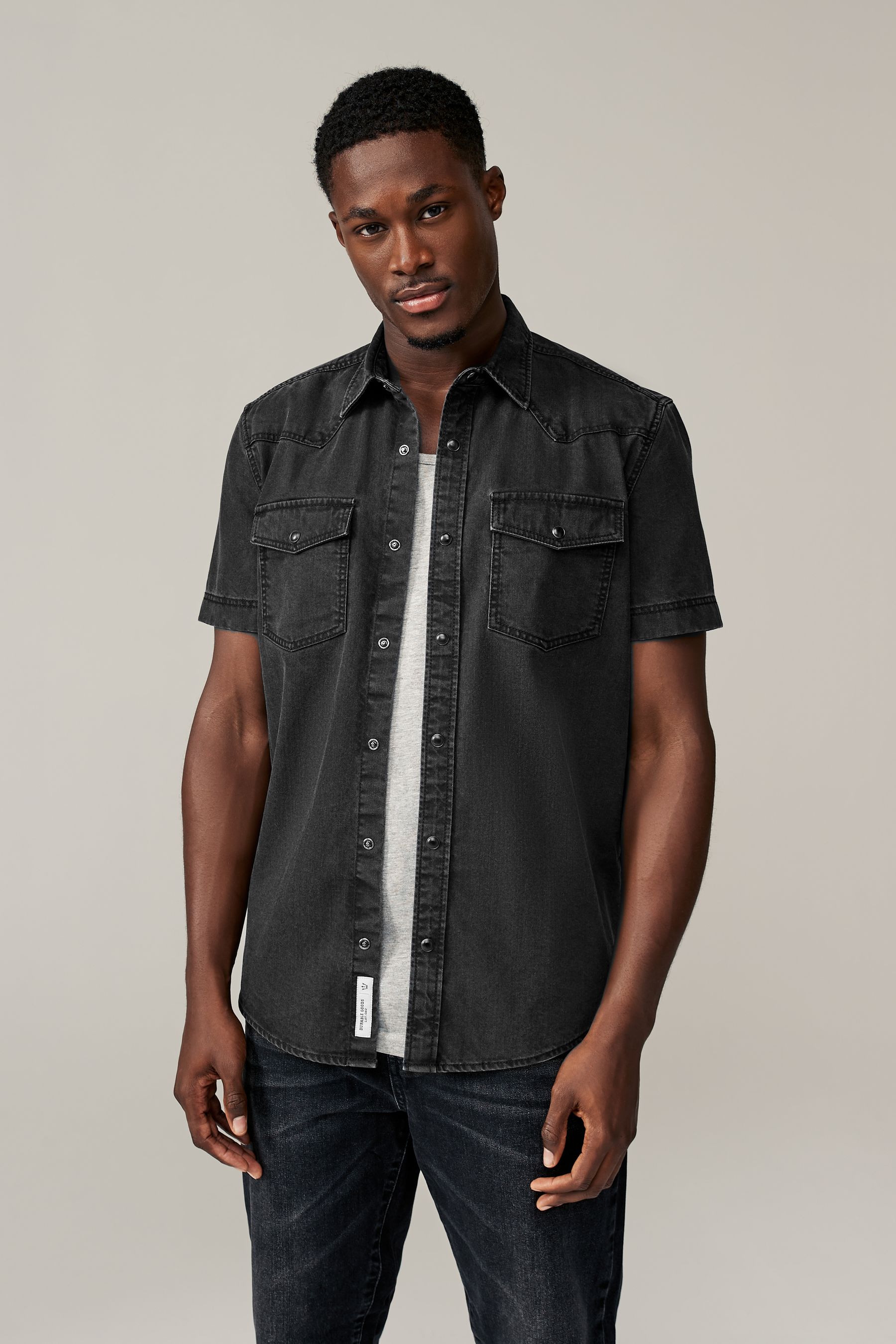 Buy Black 100 Cotton Short Sleeve Denim Western Shirt from the Next UK online shop