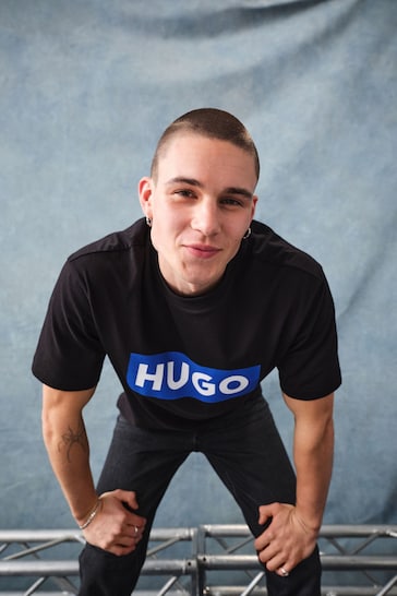 HUGO Blue Large Box Logo T-Shirt