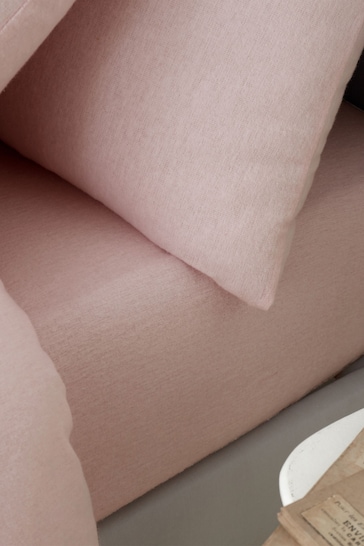 Catherine Lansfield Pink Brushed 100% Cotton Fitted Sheet