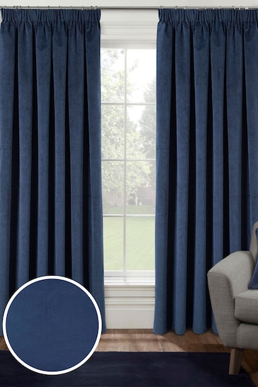 Enhanced Living Blue Thermal Blackout Oxford Readymade Curtains