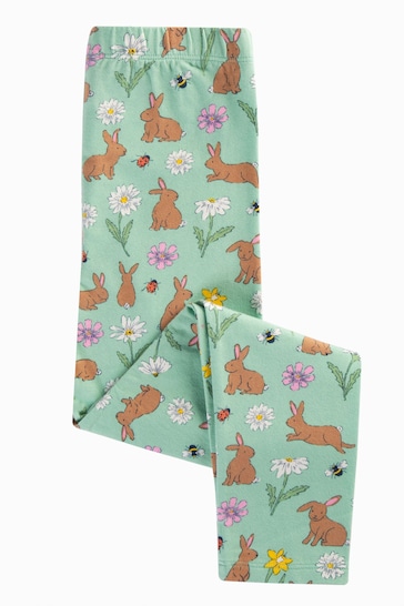 Frugi Green Easter Rabbit Print Leggings