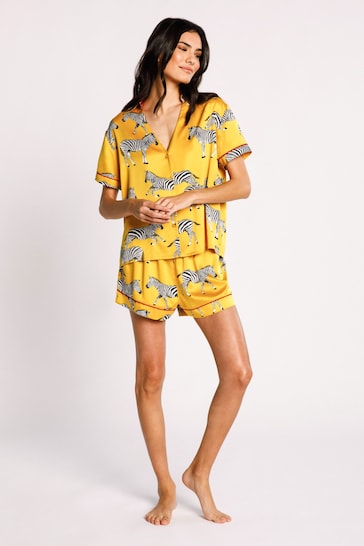 Chelsea Peers Yellow Satin Short Pyjama Set