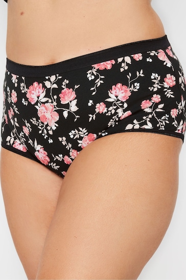 Yours Curve Pink YOURS 5 PACK Curve Black & Pink Floral Print Full Briefs