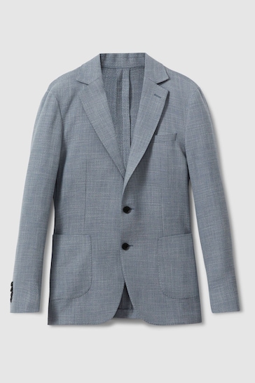 Reiss Soft Blue Aphrodite Single Breasted Blazer With Cotton