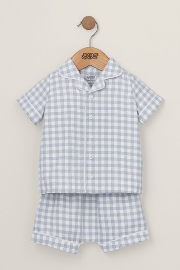 Mamas & Papas Blue Gingham Pyjamas 2 Piece