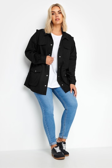 Yours Curve Black Carpenter Twill Jacket