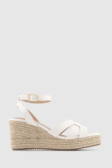 Office White Marta Weave Espadrille Wedge Sandals