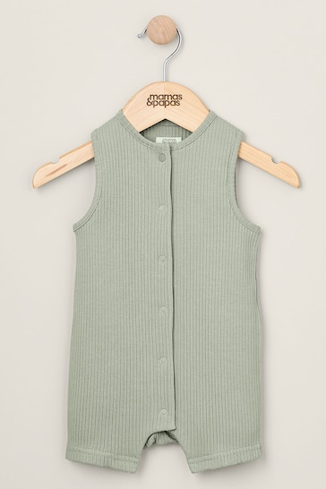 Mamas & Papas Rib Sage Green Sleeveless Romper