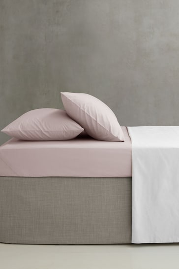 Catherine Lansfield Blush Pink Percale 180 Thread Count Fitted Sheet