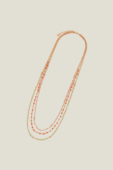 Accessorize Orange Longline Layered Facet Bead Necklace